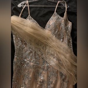 Cream & Silver Prom Dress